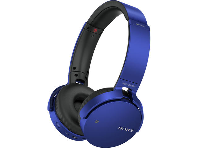 Слушалки Sony MDR-XB650BT, в синьо