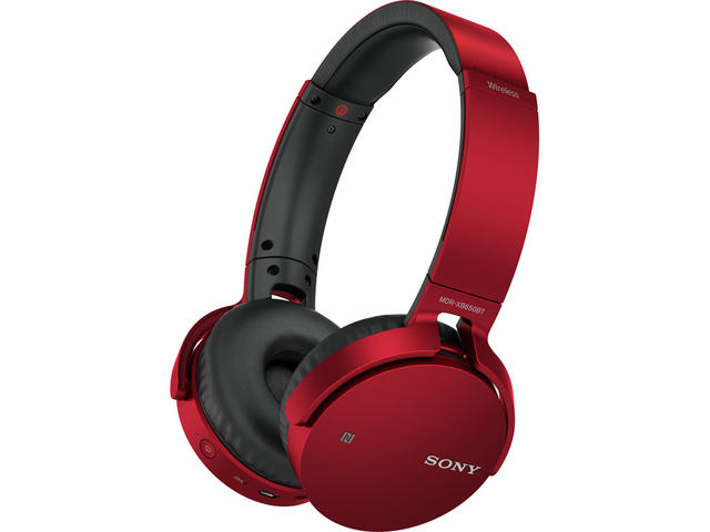 Слушалки Sony MDR-XB650BT, в червено