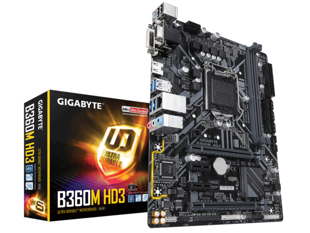 Дънни платки GIGABYTE B360M HD3