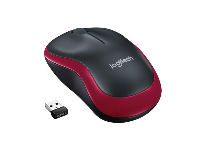 Мишки Logitech M185, в сиво-червено