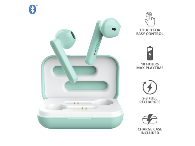 Слушалки TRUST Primo Touch Bluetooth Wireless Earphones - Mint