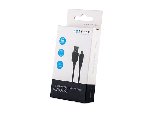 Кабели и Адаптери Forever micro USB кабел 3м, черен