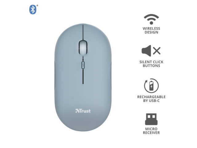 Мишки TRUST Puck Wireless & BT Rechargeable Mouse Blue