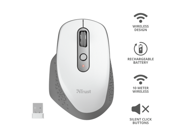 Мишки TRUST Ozaa Rechargeable Wireless Mouse - white