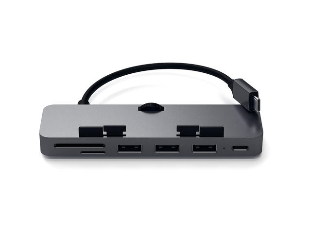 USB Хъб Satechi Aluminum TYPE-C CLAMP PRO Hub (3x USB 3.0,MicroSD) - Space Gray