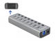USB Хъб Delock USB 3.2 Gen 1 хъб със 7 порта + 1 порт за бързо зареждане + 1 порт USB-C™ PD 3.0 с превключвател и осветление