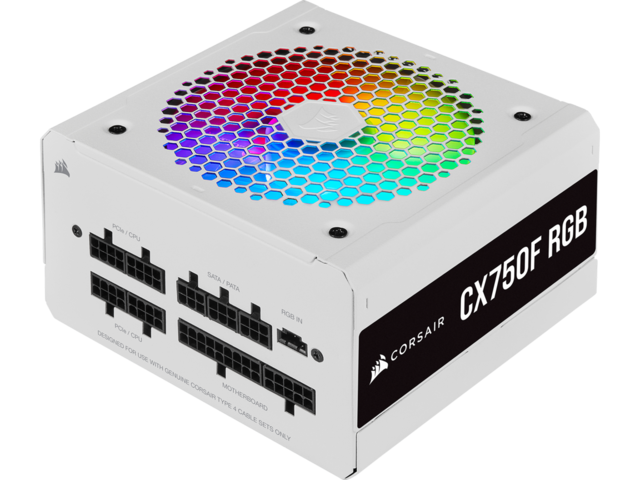 Захранвания за компютри CORSAIR CX750F RGB White - 750W Bronze FM