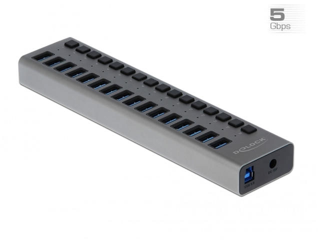 USB Хъб Delock външен SuperSpeed USB хъб с 16 порта + превключвател