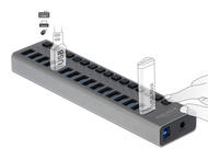 USB Хъб Delock външен SuperSpeed USB хъб с 16 порта + превключвател