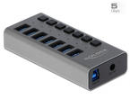 USB Хъб Delock външен SuperSpeed USB хъб със 7 порта + превключвател