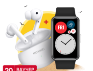 Смарт часовници Huawei Watch Fit Graphite Black + Huawei FreeBuds 4i, Ceramic White