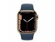 Смарт часовници Apple Watch S7 GPS Cellular, 41mm Gold Stainless Steel with Abyss Blue Sport Band - Regular