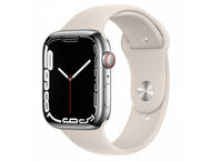 Смарт часовници Apple Watch S7 GPS Cellular, 41mm Silver Stainless Steel Case with Starlight Sport Band - Regular