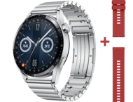 Смарт часовници Huawei Watch GT 3 46mm Jupiter Silver +  Huawei Vermilion Red Fluoroelastomer Strap 22mm
