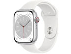 Смарт часовници Apple Watch Series 8 GPS + Cellular 45mm Silver Stainless Steel Case with White Sport Band - Regular