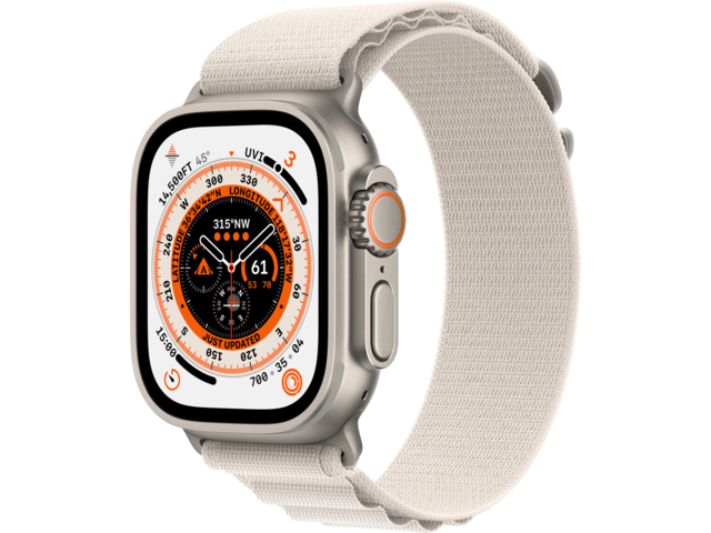 Смарт часовници Apple Watch Ultra Cellular 49mm Titanium Case with Starlight Alpine Loop - Small
