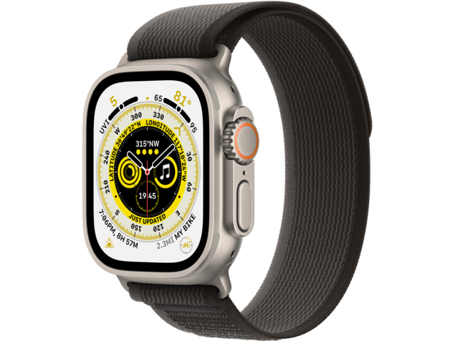 Смарт часовници Apple Watch Ultra Cellular 49mm Titanium Case with Black/Gray Trail Loop -M/L