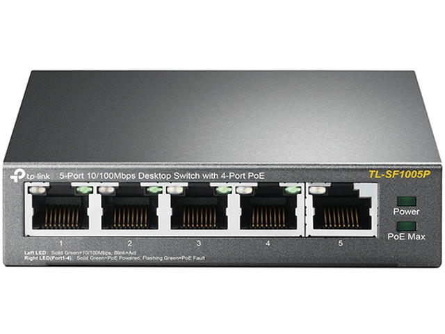 Мрежово оборудване TP-Link TL-SF1005P с 4-PoE+ порта