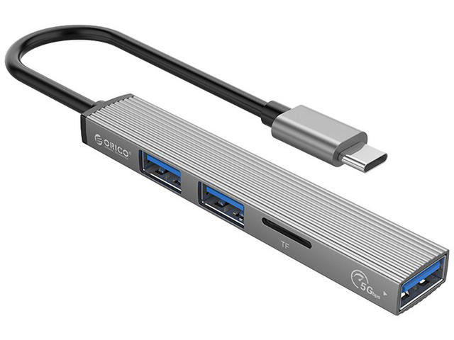 USB Хъб Orico хъб USB3.0/2.0 HUB 3 порта + картов четец TYPE C, Aluminum