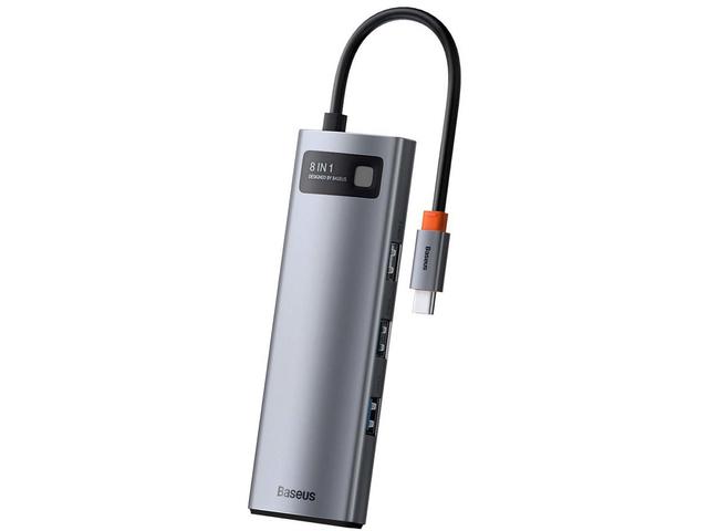 USB Хъб Baseus USB-C Metal Gleam Series 8-в-1 Hub (CAHUB-CV0G) 