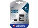Карти памет Verbatim 64GB micro SDXC Pro Class 10 UHS-I