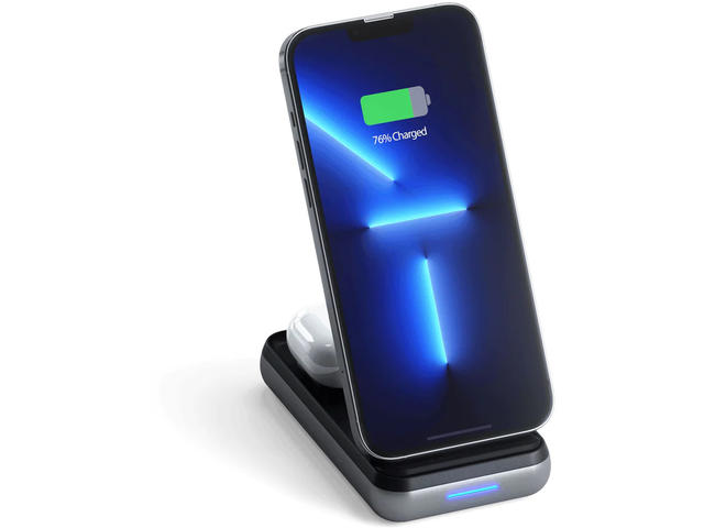 Зарядни устройства Satechi Duo Wireless Charger Power Bank Stand 10000 mAh Stand (Powerbank based for iPhone & Airpods) - Space Grey