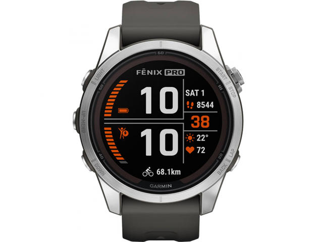 Смарт часовници Garmin fenix 7S Pro Solar Edition - Silver с Graphite каишка