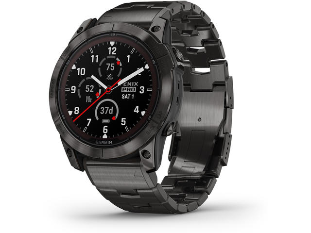 Смарт часовници Garmin fenix 7X Pro Sapphire Solar Edition - Carbon Gray DLC Titanium с Vented Titanium каишка