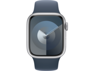 Смарт часовници Apple Watch S9 GPS 41mm Silver Alu Case w Storm Blue Sport Band - M/L