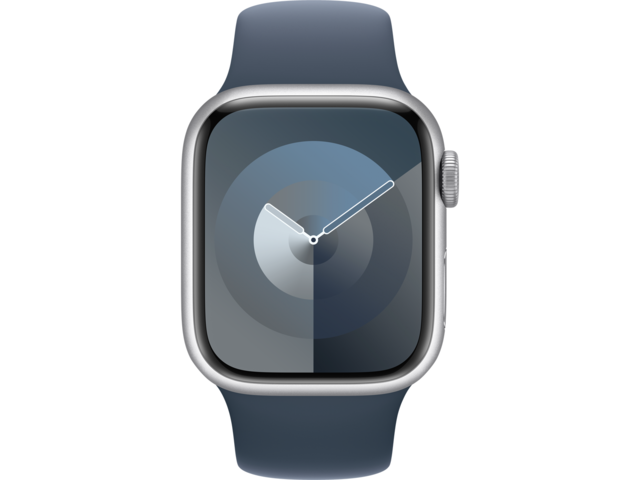 Смарт часовници Apple Watch S9 GPS 41mm Silver Alu Case w Storm Blue Sport Band - M/L