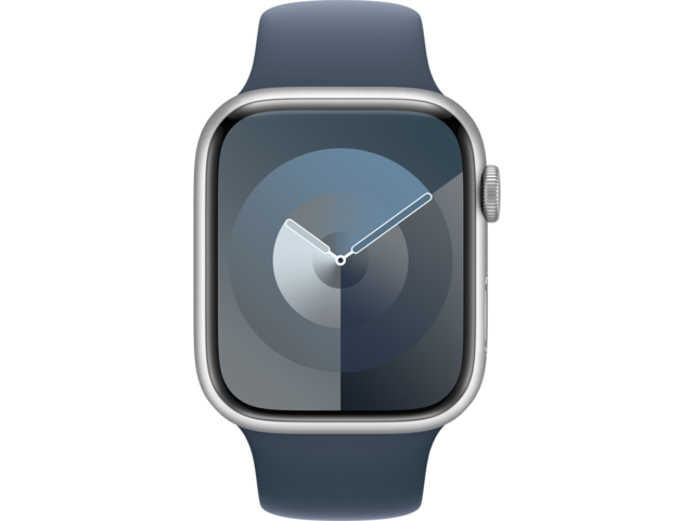 Смарт часовници Apple Watch S9 GPS 45mm Silver Alu Case w Storm Blue Sport Band - M/L