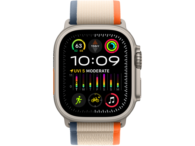 Смарт часовници Apple Watch Ultra2 GPS + Cellular, 49mm Titanium Case w Orange/Beige Trail Loop - S/M