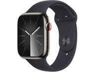 Смарт часовници Apple Watch S9 Cellular 45mm Graphite Stainless Steel Case w Midnight Sport Band - M/L