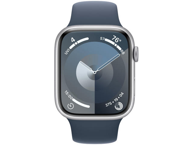Смарт часовници Apple Watch S9 Cellular 45mm Silver Alu Case w Storm Blue Sport Band - S/M