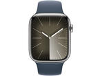 Смарт часовници Apple Watch S9 Cellular 41mm Silver Stainless Steel Case w Storm Blue Sport Band - S/M
