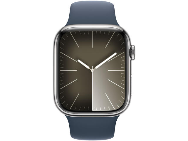 Смарт часовници Apple Watch S9 Cellular 41mm Silver Stainless Steel Case w Storm Blue Sport Band - S/M