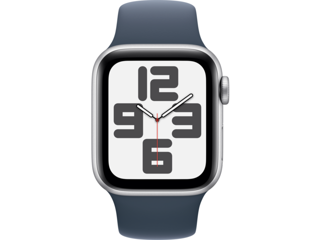 Смарт часовници Apple Watch SE2 v2 GPS 44mm Silver Alu Case w Storm Blue Sport Band - S/M