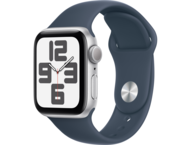 Смарт часовници Apple Watch SE2 v2 GPS 44mm Silver Alu Case w Storm Blue Sport Band - S/M