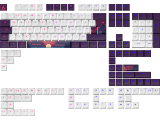 Капачки за клавиатури Dark Project - Sunrise PBT - ANSI & ISO
