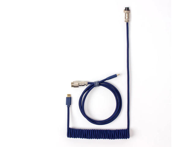 Кабели за клавиатури Keychron Coiled Aviator Custom USB Cable, USB-C - USB-C, син
