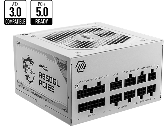 Захранвания за компютри MSI MAG A850GL White ATX 3.0 PCIE5