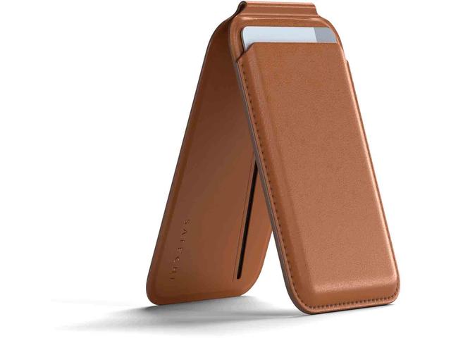Стойки за мобилни устройства Satechi Vegan-Leather Magnetic Wallet Stand- Brown