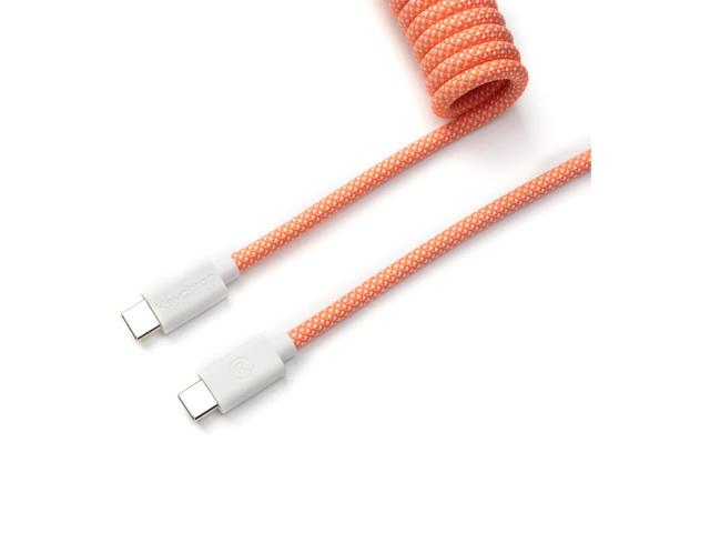 Кабели за клавиатури Keychron Coiled Aviator Straight Custom USB Cable, USB-C - USB-C Pink Orange