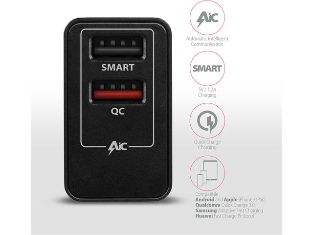 Зарядни устройства Axagon ACU-QS24 QC3.0 + 5V-1.2A wall charger