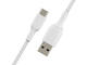 Кабели и Адаптери Belkin BoostCharge Braided USB-C към USB-A Cable, 3 метра, бял