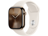 Смарт часовници Apple Watch Series 10 GPS + Cellular 42mm Gold Titanium Case with Starlight Sport Band - M/L