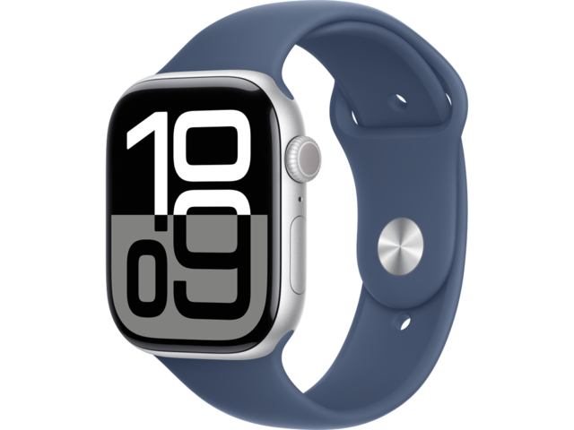 Смарт часовници Apple Watch S10 GPS 46mm Silver Alu Case with Denim Sport Band - M/L