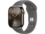 Смарт часовници Apple Watch S10 GPS + Cellular 46mm Natural Titanium Case with Stone Grey Sport Band - M/L