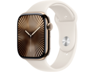 Смарт часовници Apple Watch S10 GPS + Cellular 46mm Gold Titanium Case with Starlight Sport Band - S/M