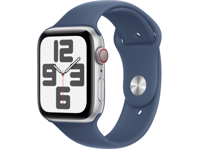 Смарт часовници Apple Watch SE2 GPS + Cellular 44mm Silver Alu Case with Denim Sport Band - M/L